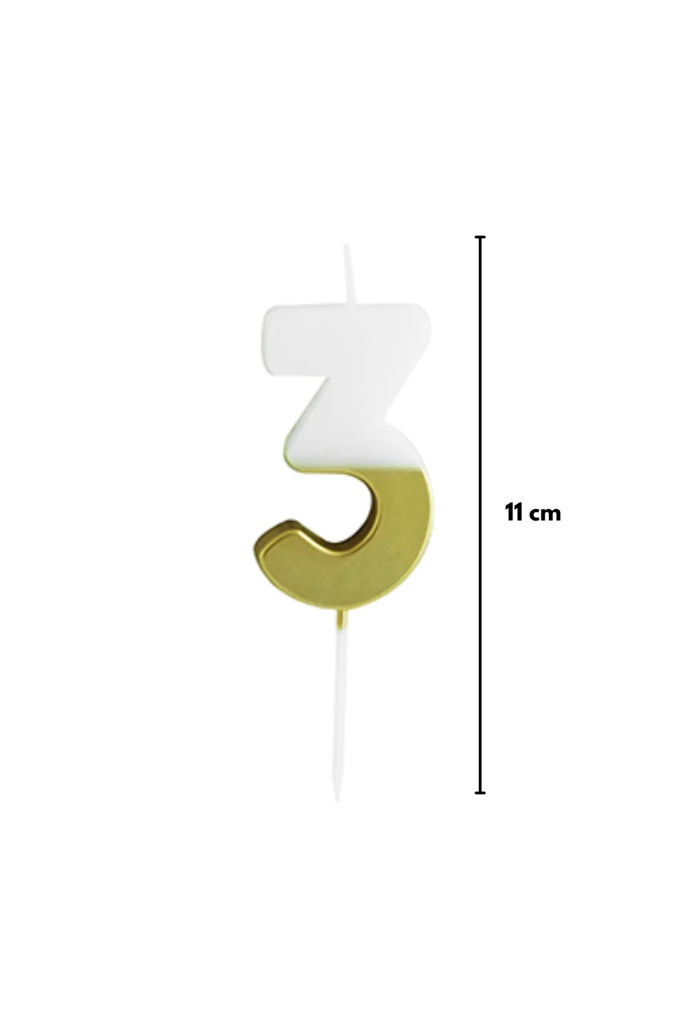 Altın  Beyaz 3 Rakamı Parti Mumu - Image 4