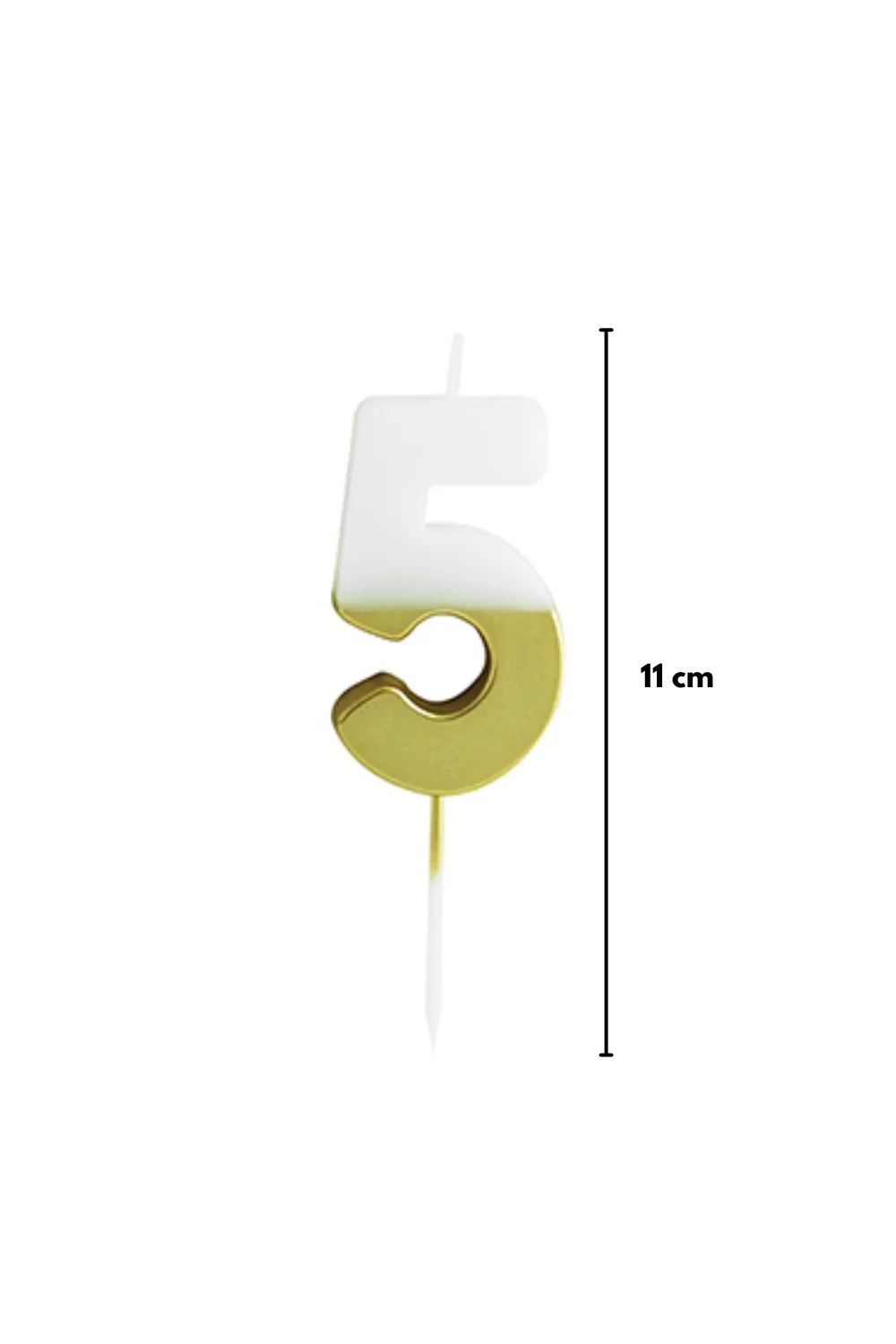 Altın  Beyaz 5 Rakamı Parti Mumu - Image 4
