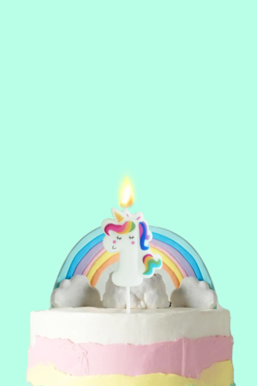 Beyaz 1 Rakamı Unicorn Figür Parti Mumu
