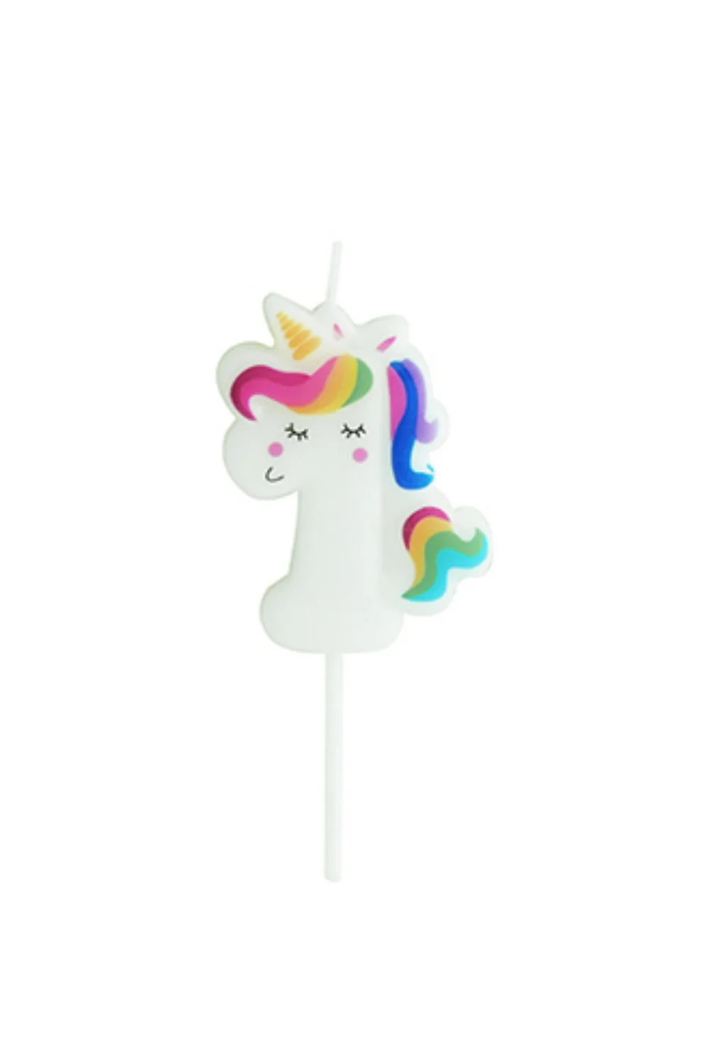 Beyaz 1 Rakamı Unicorn Figür Parti Mumu - Image 3