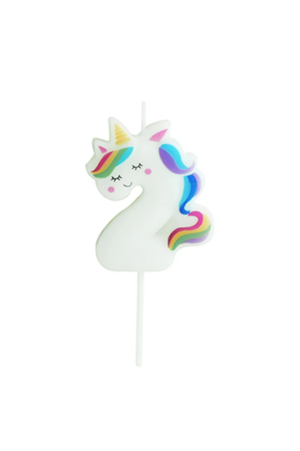 Beyaz 2 Rakamı Unicorn Figür Parti Mumu - Image 3