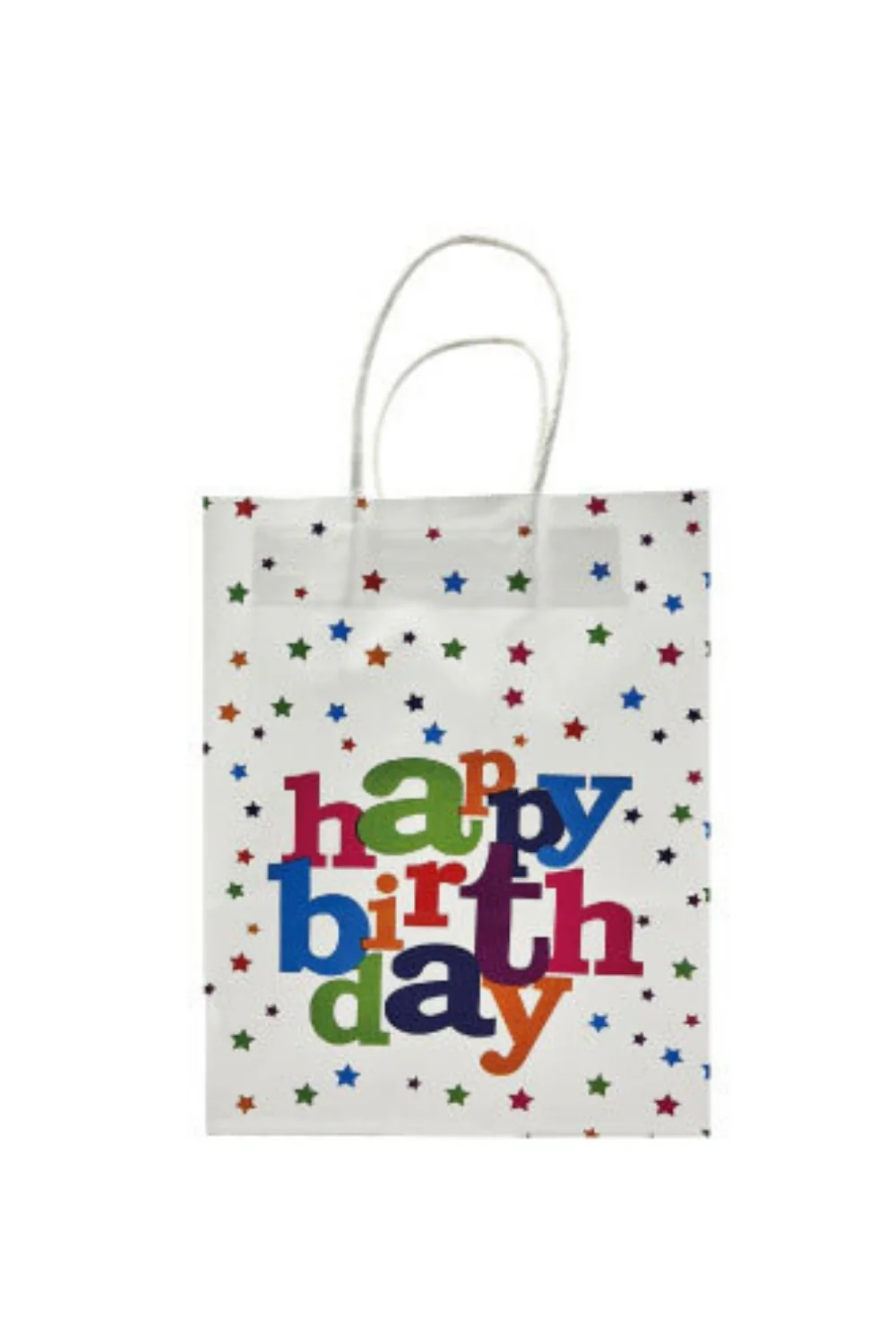 Beyaz 6'lı Kağıt Happy Birthday Hediye Çantası