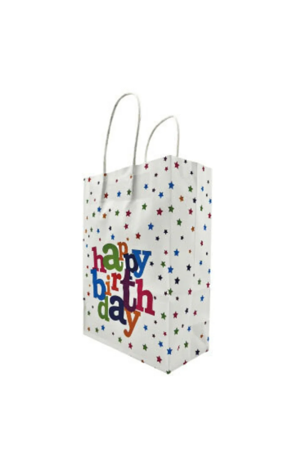 Beyaz 6'lı Kağıt Happy Birthday Hediye Çantası - Image 2