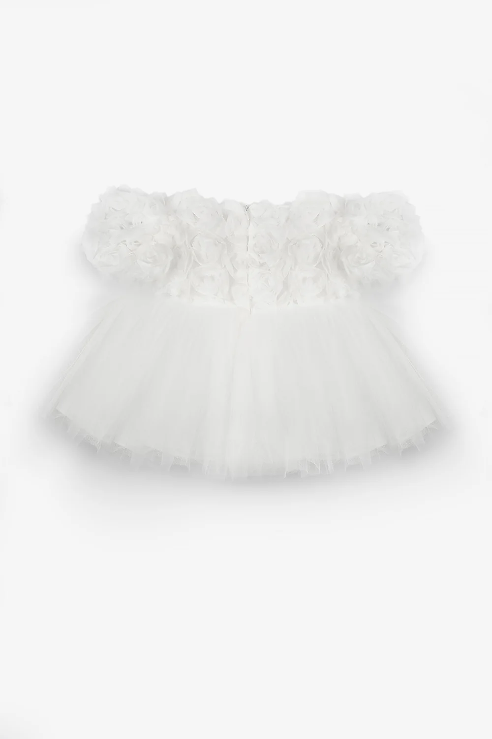 Beyaz Gül Detaylı Kız Bebek Elbise - Nelia - Image 3