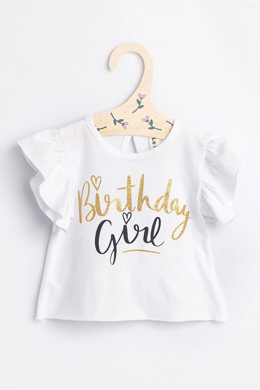 Beyaz Kısa Kollu Birthday Girl Kız Çocuk Tişört