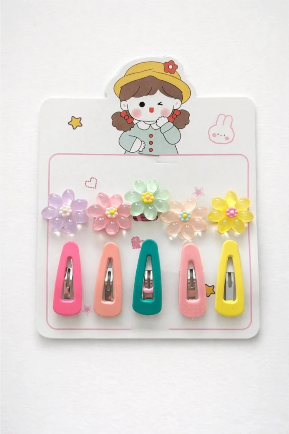 Çok Renkli Çiçek Figürlü 10'lu Karışık Toka Set - Image 2