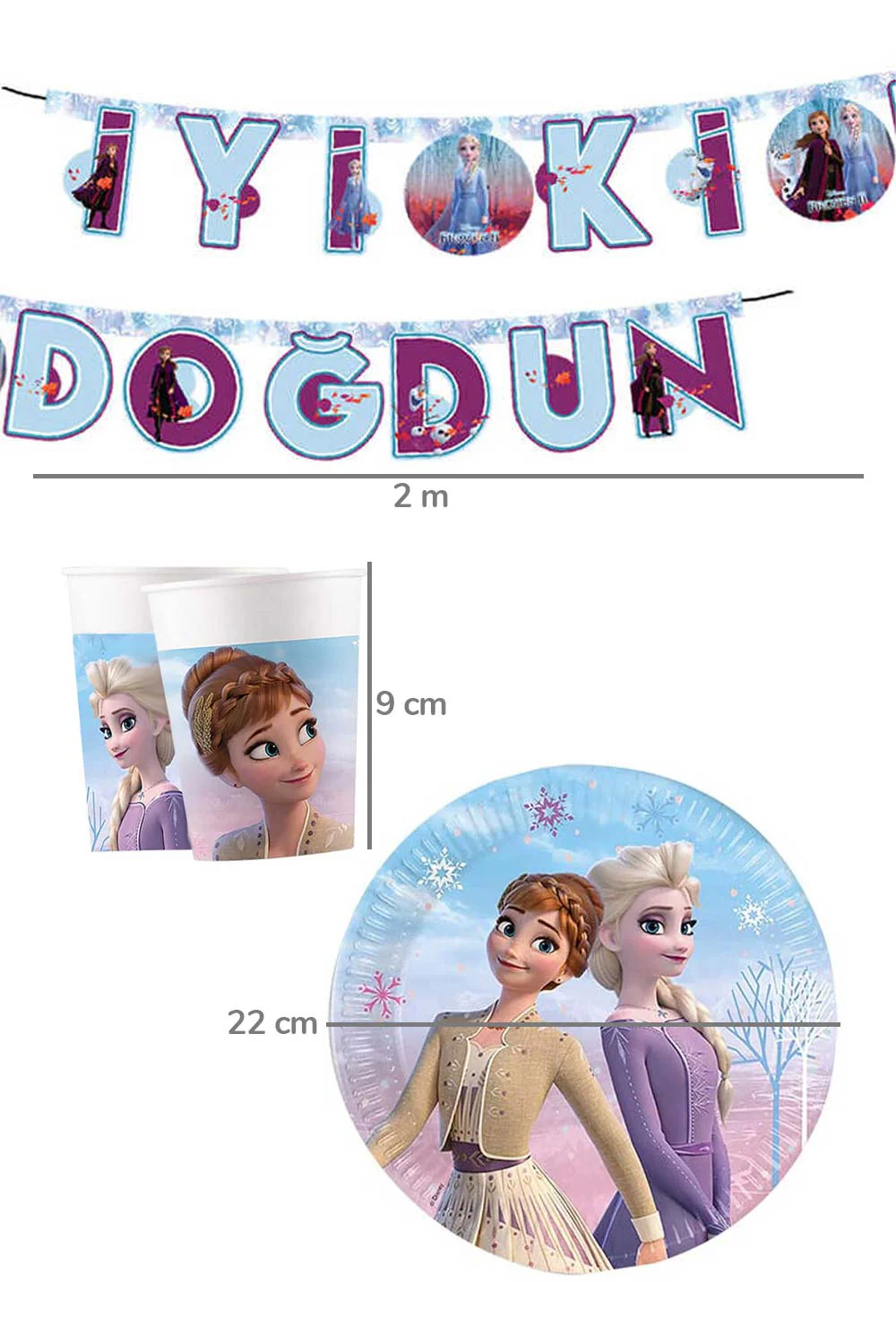 Çok Renkli Frozen ve Elsa Temalı 3'lü Parti Seti - Image 4