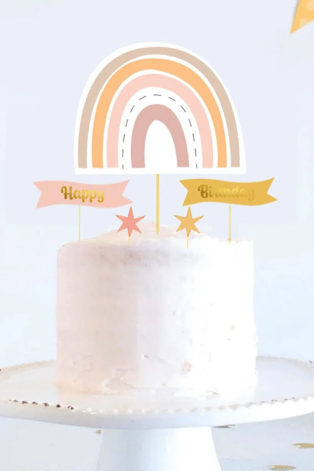Çok Renkli  Gökkuşağı Yıldız Happy Birthday Kürdan Set - Image 3