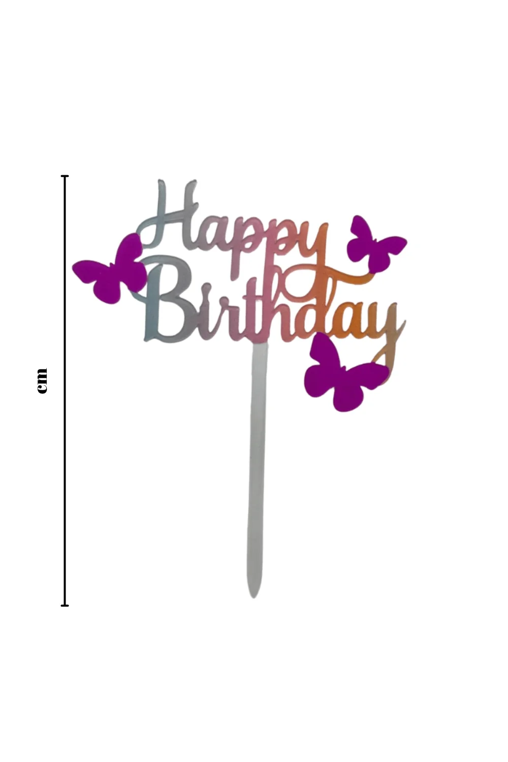 Çok Renkli  Kelebek Temalı Happy Birthday Pasta Süsü - Image 3