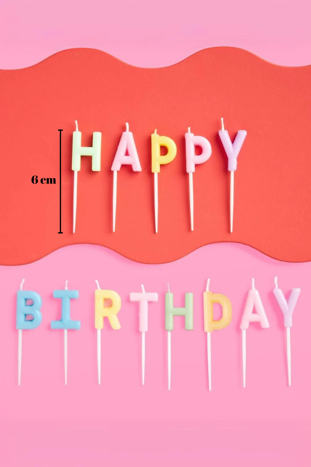 Çok Renkli  Makaron Happy Birthday Harf Mum Set - Image 3