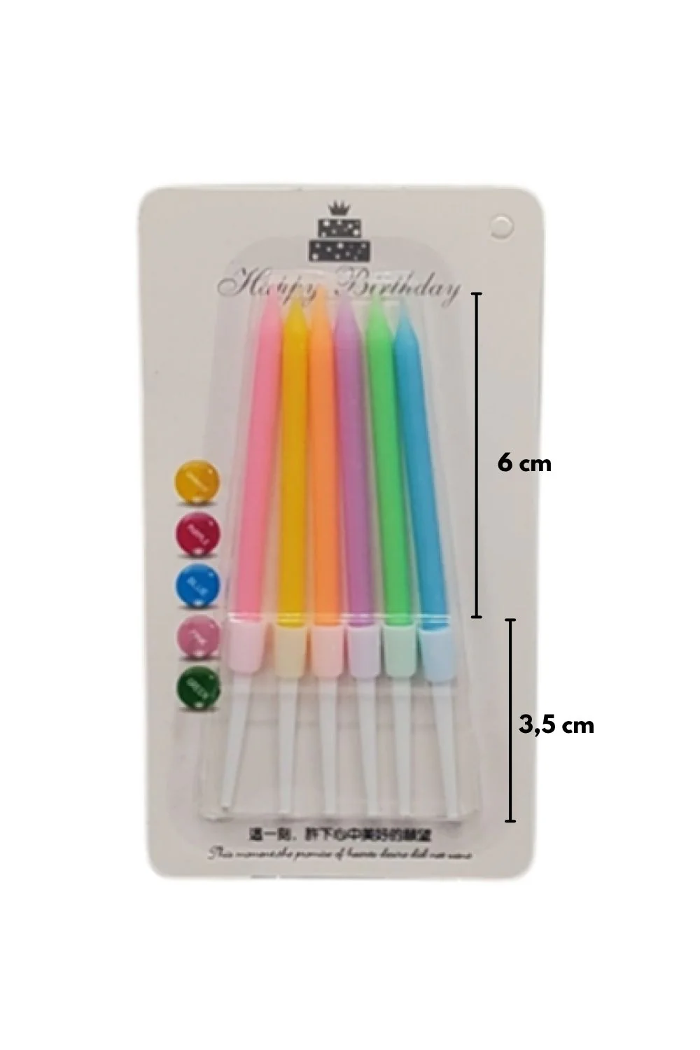 Çok Renkli  Pastel Tonları 6'lı Kısa Mum - Image 2