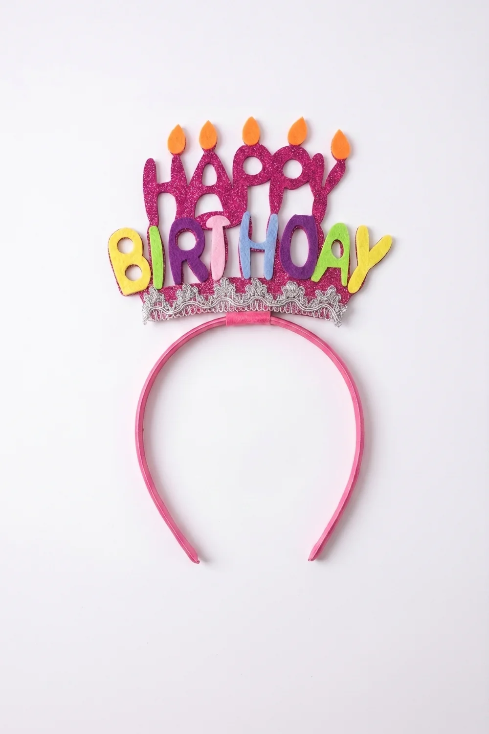 Çok Renkli Pastel Tonları Happy Birthday Kız Çocuk Parti Tacı