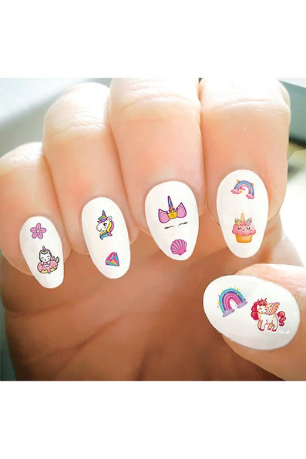 Çok Renkli Unicorn Temalı Kız Çocuk Tırnak Sticker - Image 2