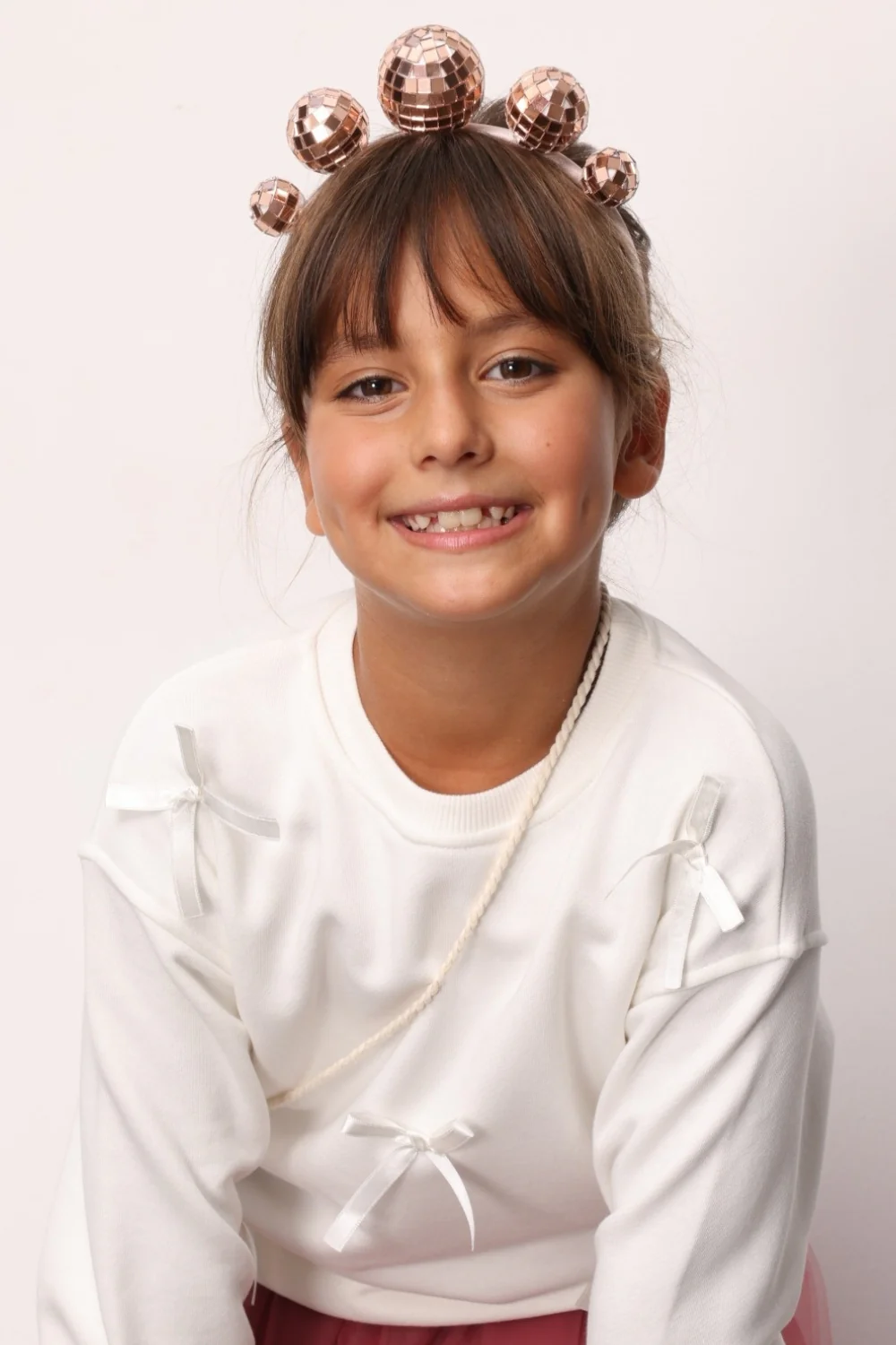 Ekru  Fiyonk Detaylı Kız Çocuk Sweatshirt - Image 2