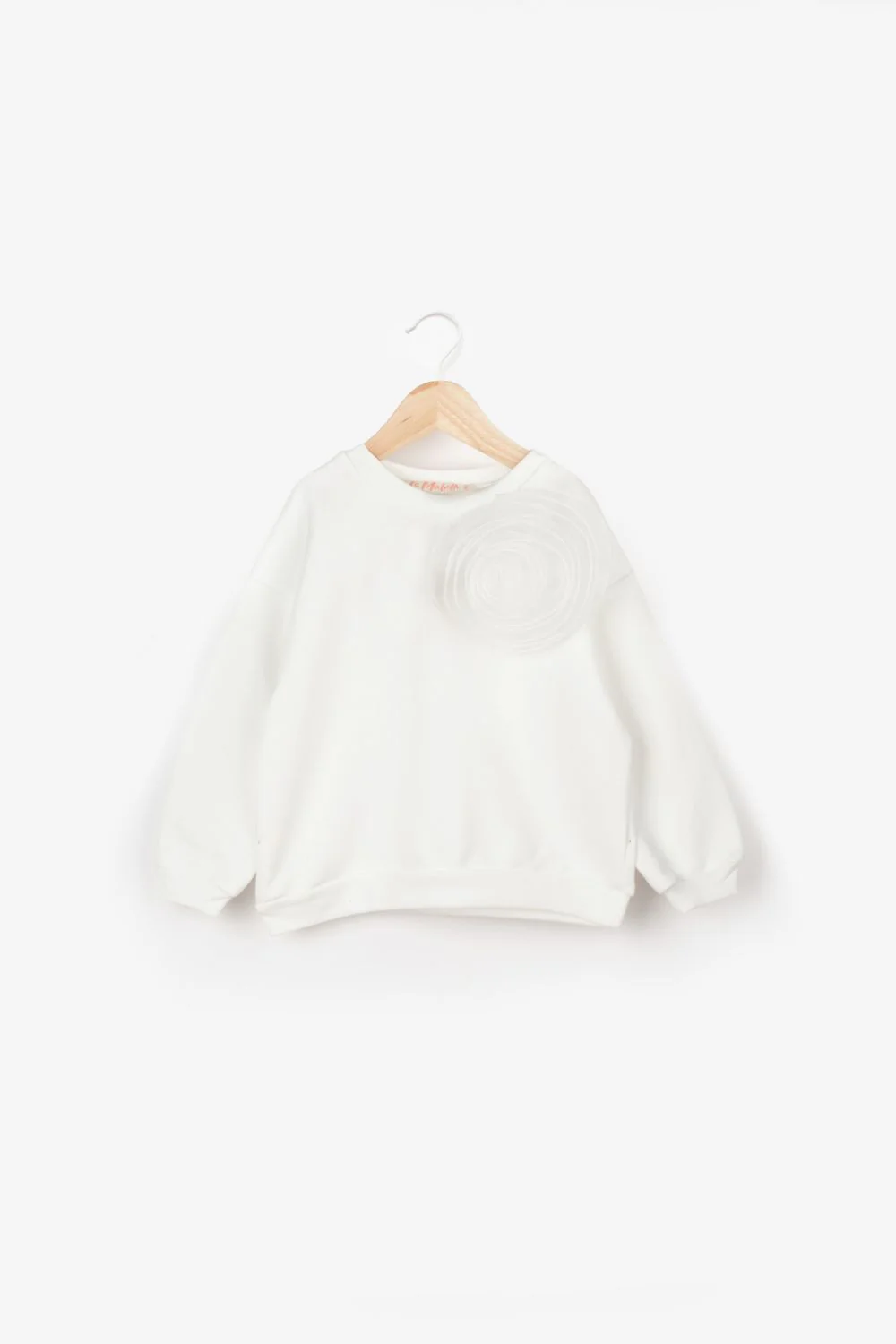 Ekru Gül Aksesuarlı Kız Çocuk Sweatshirt - Elisa - Image 4