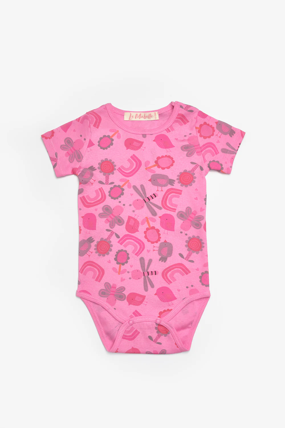 Fuşya  Çiçek Desenli İkili Kız Bebek Zıbın Set - Zoe - Image 4