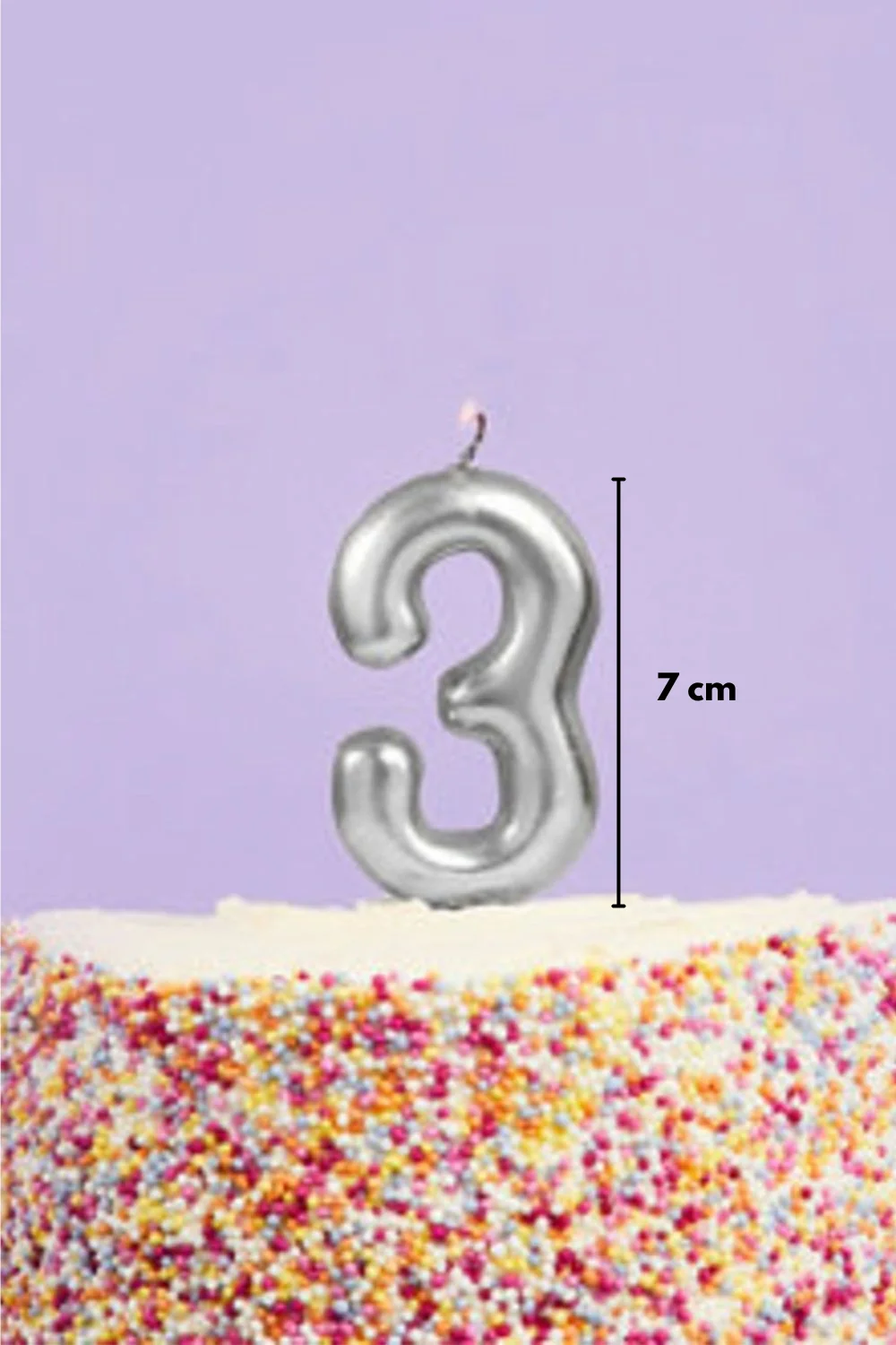 Gümüş 3 Rakamı Mum - Image 2