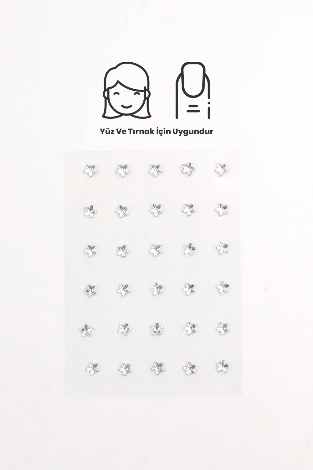 Gümüş  Parlak Yıldız Yüz ve Tırnak Sticker - Image 2