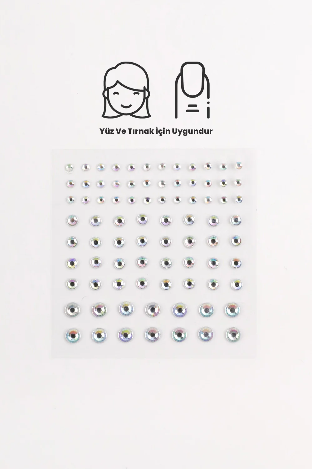 Gümüş Şeffaf Minik Taş Yüz ve Tırnak Sticker - Image 2