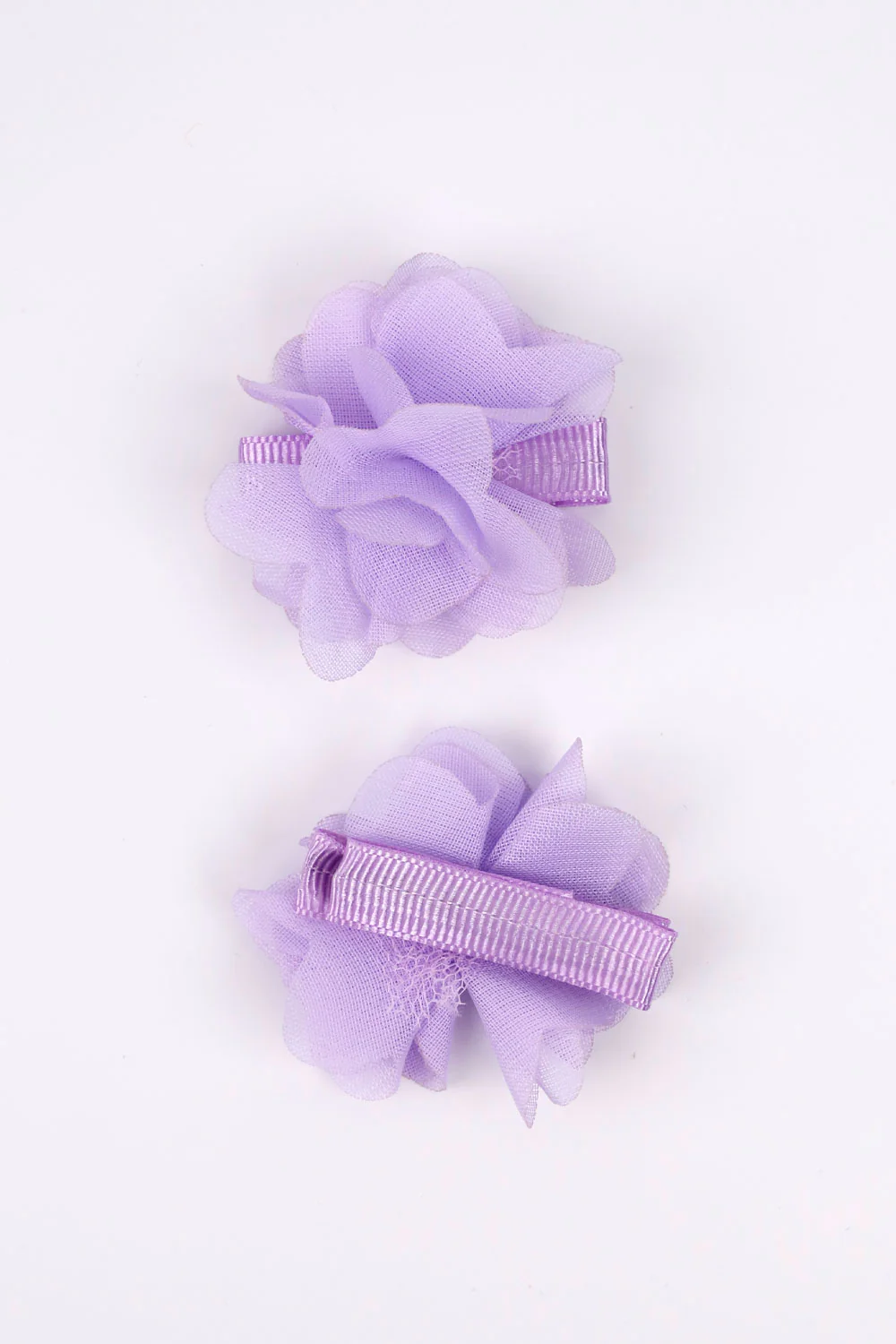 Lila 2'li Tül Çiçek Kız Çocuk Klips Toka Set - Image 2