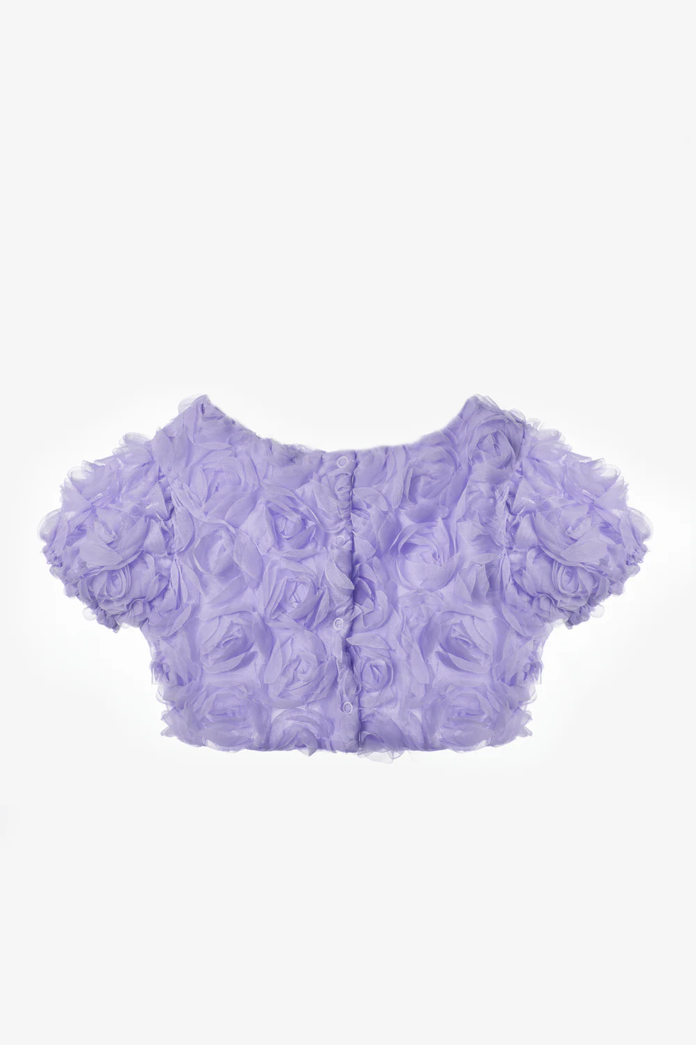 Lila Gül Aplike Detaylı Kız Çocuk Crop Bluz - Millie - Image 3