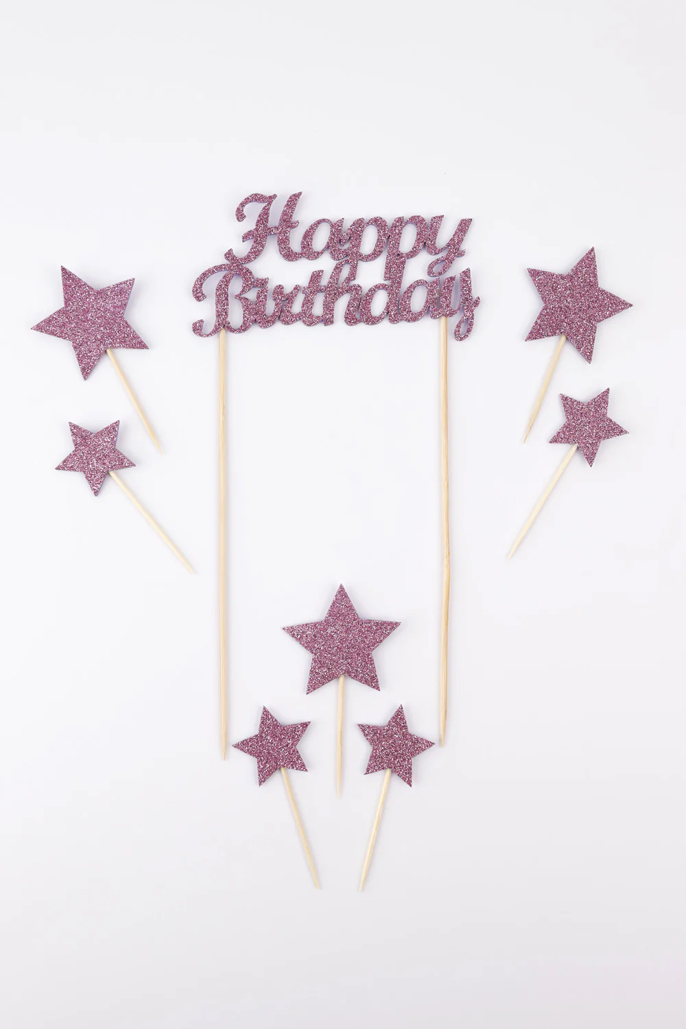 Lila Happy Birthday Yıldız Pasta Süsü