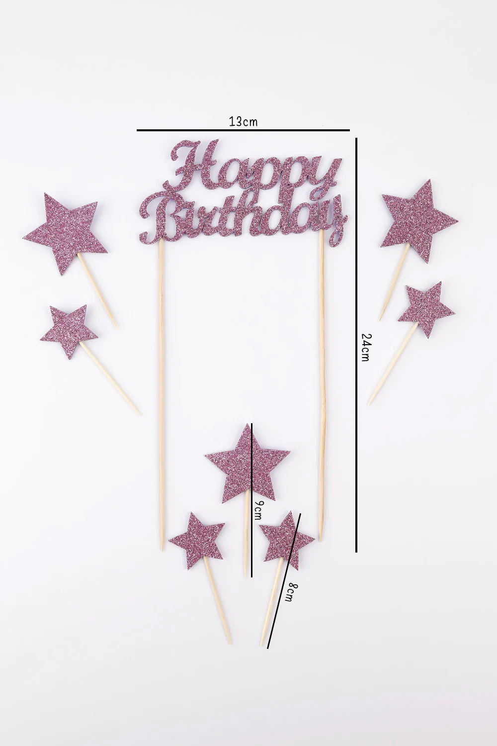 Lila Happy Birthday Yıldız Pasta Süsü - Image 4