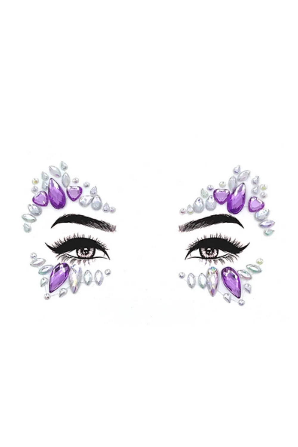 Lila Kalp ve Zümrüt Desenli Kız Çocuk Yüz Sticker