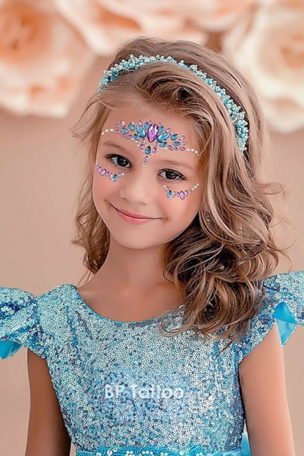 Lila Zümrüt Model Kız Çocuk Yüz Sticker - Image 2