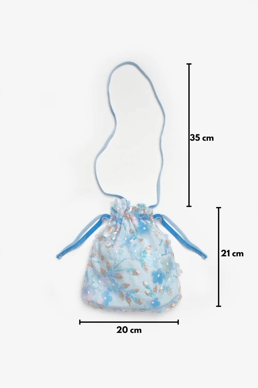Mavi Çiçek ve Pul Detaylı Kız Çocuk Çanta - Image 3