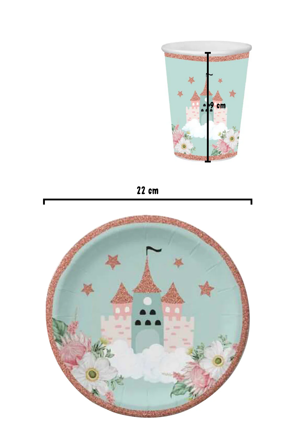 Mint Baskılı 8'li Tabak Bardak Set - Image 2