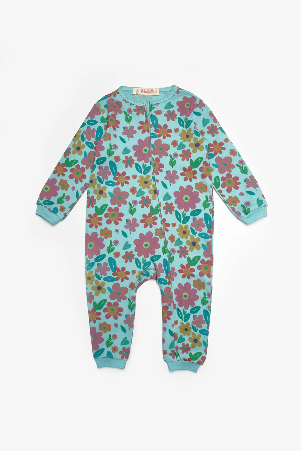 Mint Çiçek Desenli Fermuarlı Kız Bebek Tulum - Clara - Image 2