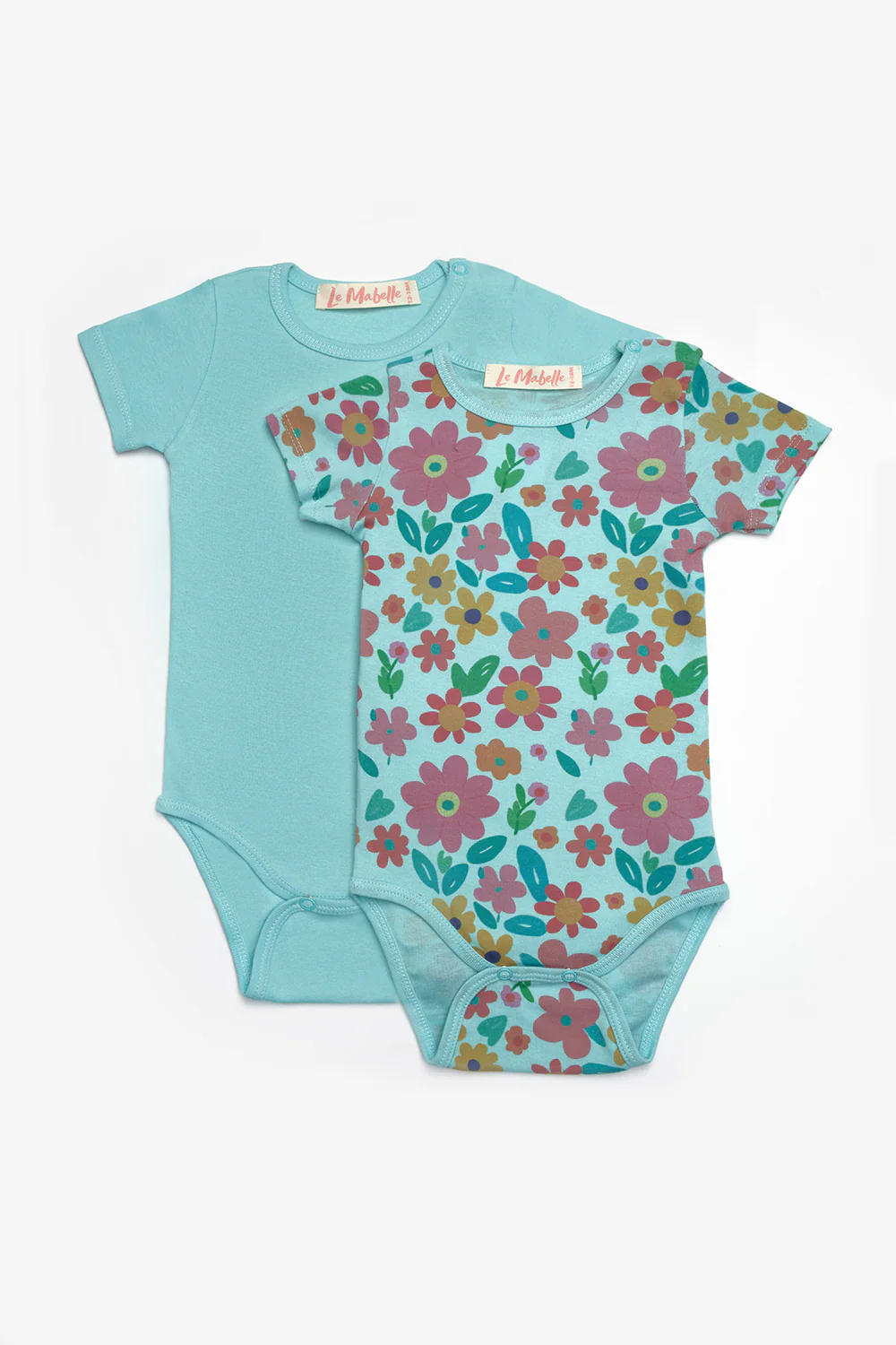 Mint  Çiçek Desenli İkili Kız Bebek Zıbın Set - Zoe - Image 2