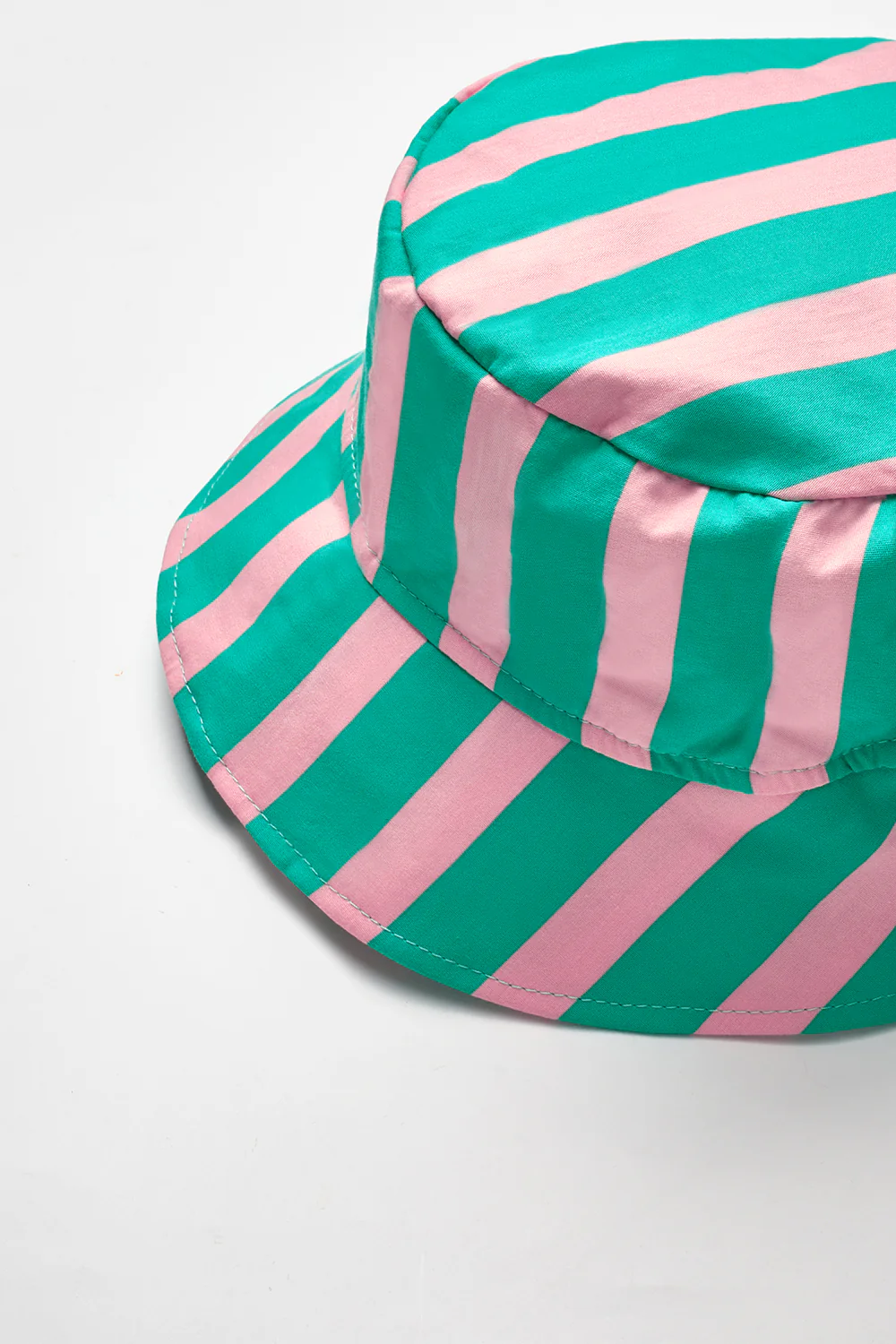 Mint Çizgi Desenli Çocuk Bucket Şapka - Image 2