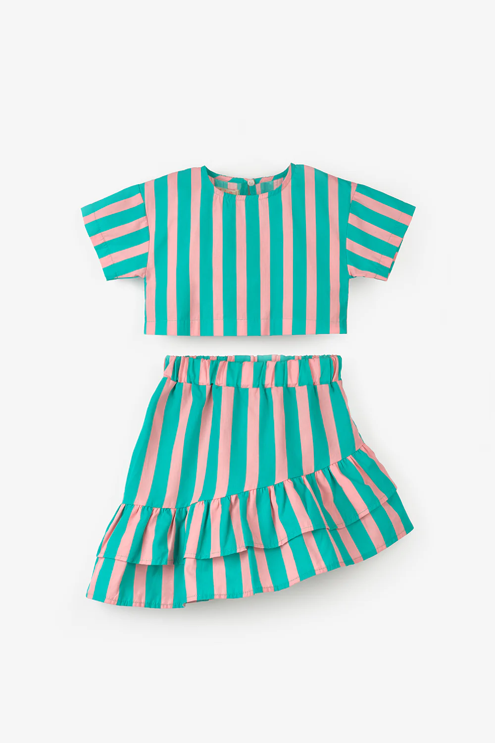 Mint Çizgili Kız Çocuk Crop Etek İkili Takım - Cora - Image 4
