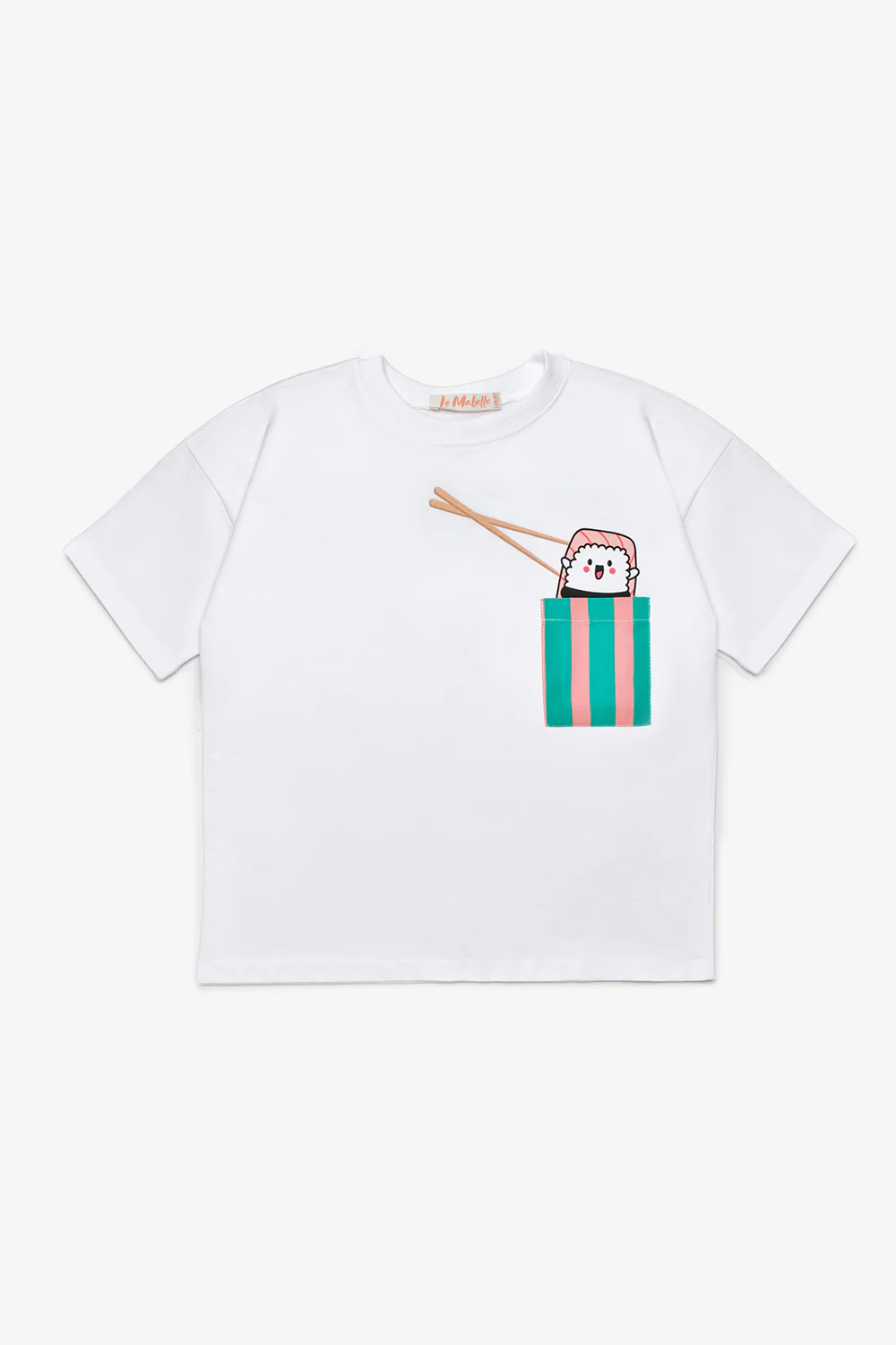 Mint Figürlü Çizgi Desenli Çocuk Tişört Şort İkili Takım - Ellie - Image 6