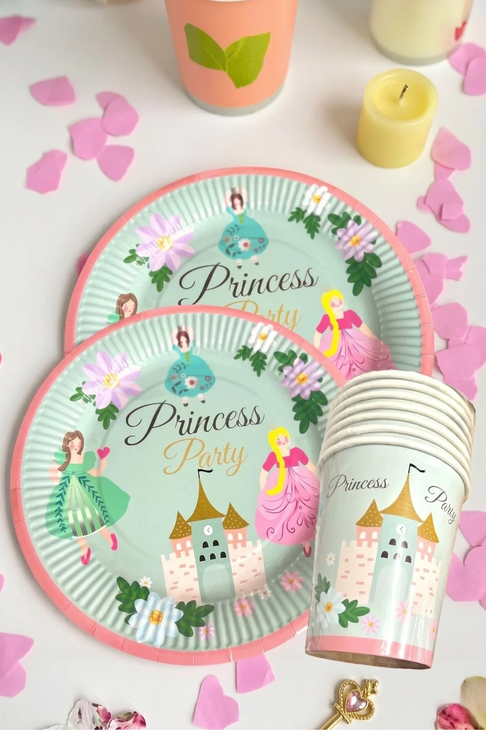 Mint Prenses Temalı 8'li Tabak Bardak Set - Image 3