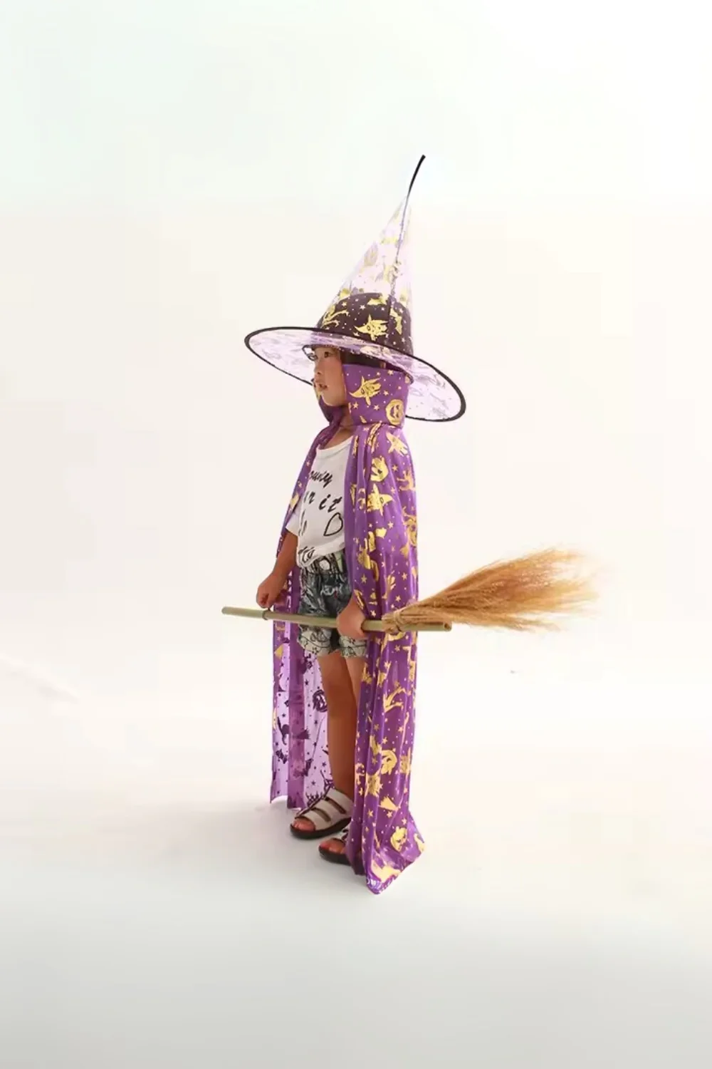 Mor  Halloween Temalı Şapka ve Pelerin Set