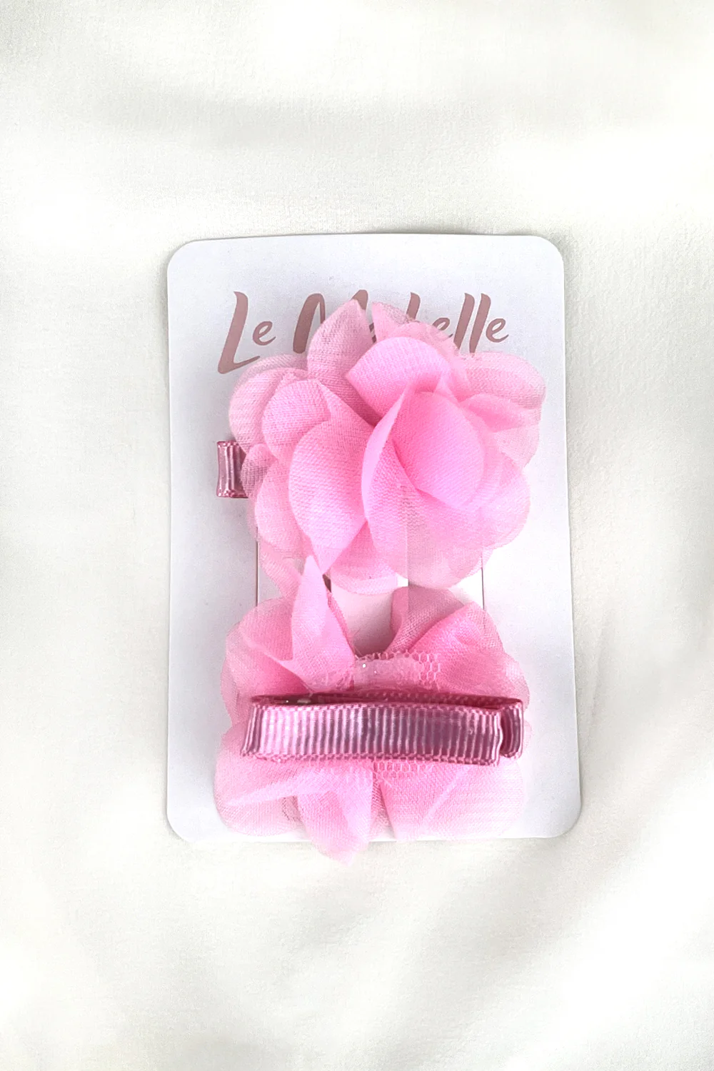 Pembe 2'li Tül Çiçek Kız Çocuk Klips Toka Set - Image 3