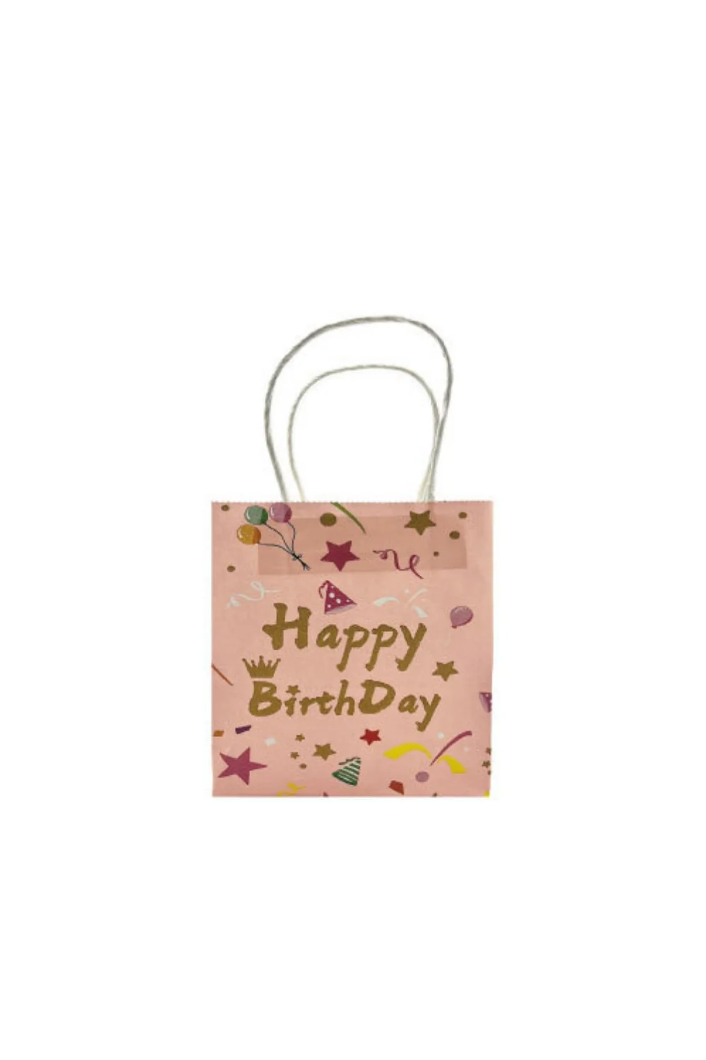Pembe 6'lı Kağıt Happy Birthday Hediye Çantası - Image 2