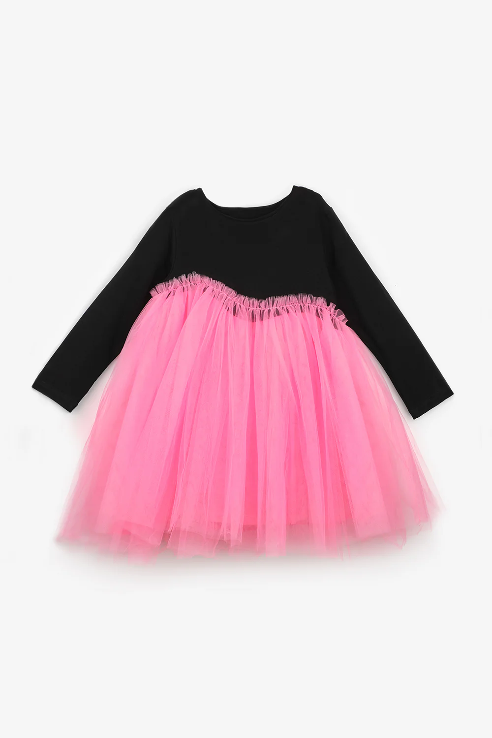 Pembe  Asimetrik Tül Etekli Kız Çocuk Elbise - Rebeca - Image 2