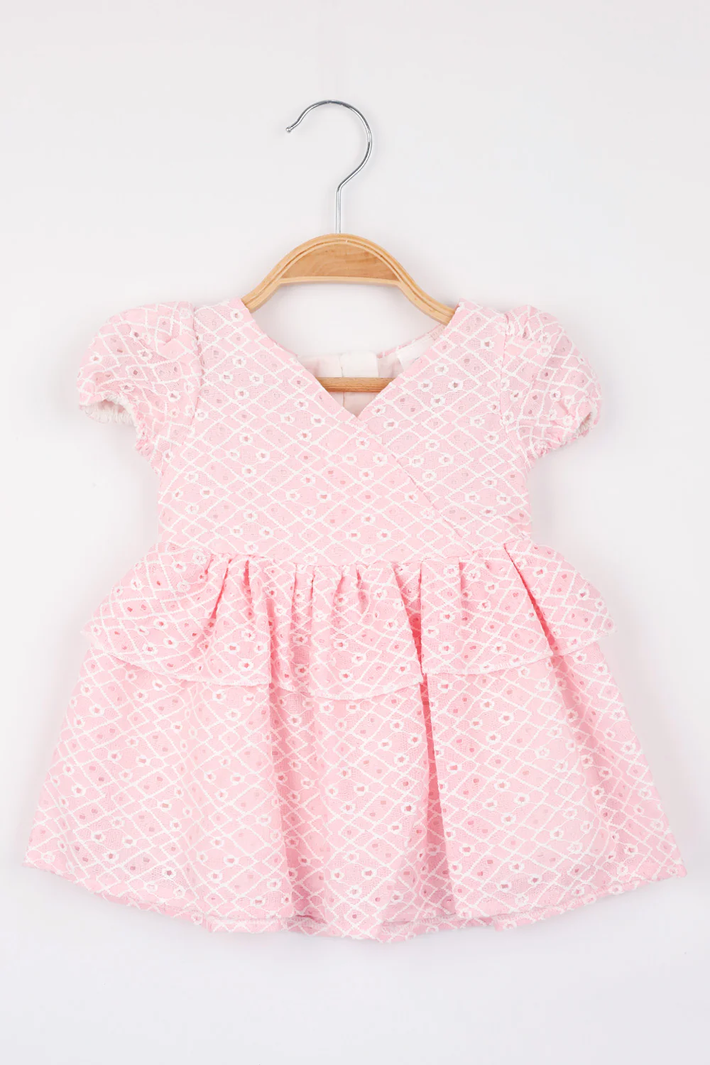 Pembe Beli Fırfırlı Dantel Detaylı Kız Bebek Elbise - Elba - Image 2