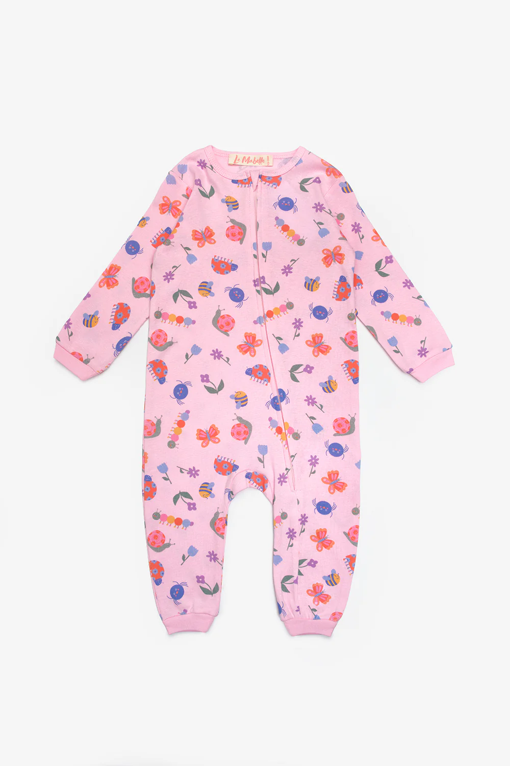 Pembe Çiçek Desenli Fermuarlı Kız Bebek Tulum - Clara - Image 2