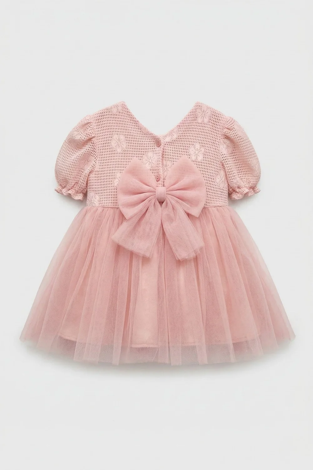 Pembe Dantel Detaylı Tül Etekli Kız Bebek Elbise - Nora - Image 3