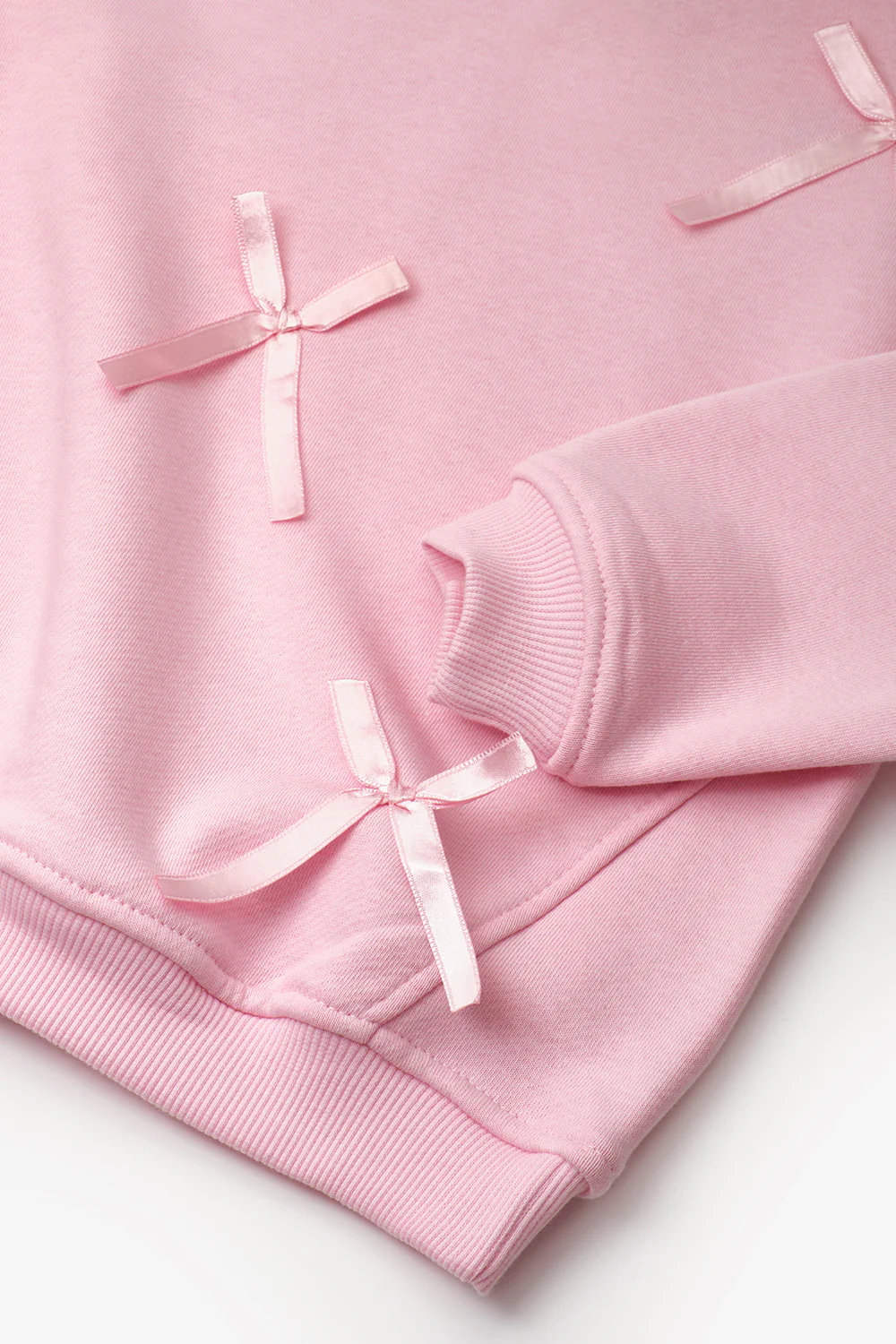 Pembe  Fiyonk Detaylı Kız Çocuk Sweatshirt - Image 4