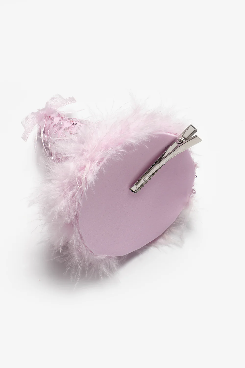 Pembe Fiyonk Detaylı Pullu Kız Çocuk Klipsli Doğum Günü Huni Taç - Image 5