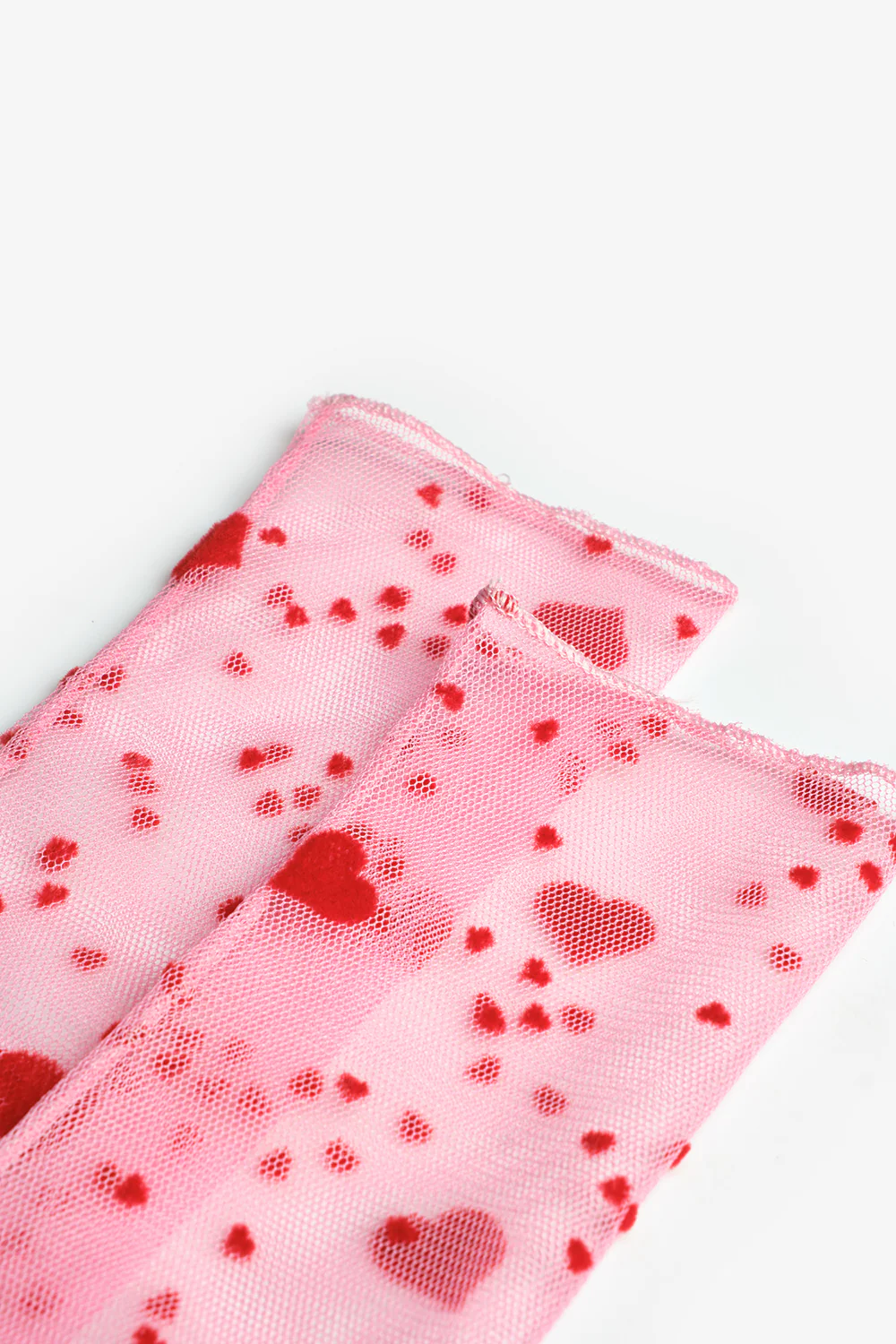 Pembe Flok Kalp Baskılı Kız Çocuk Tül Çorap - Image 2