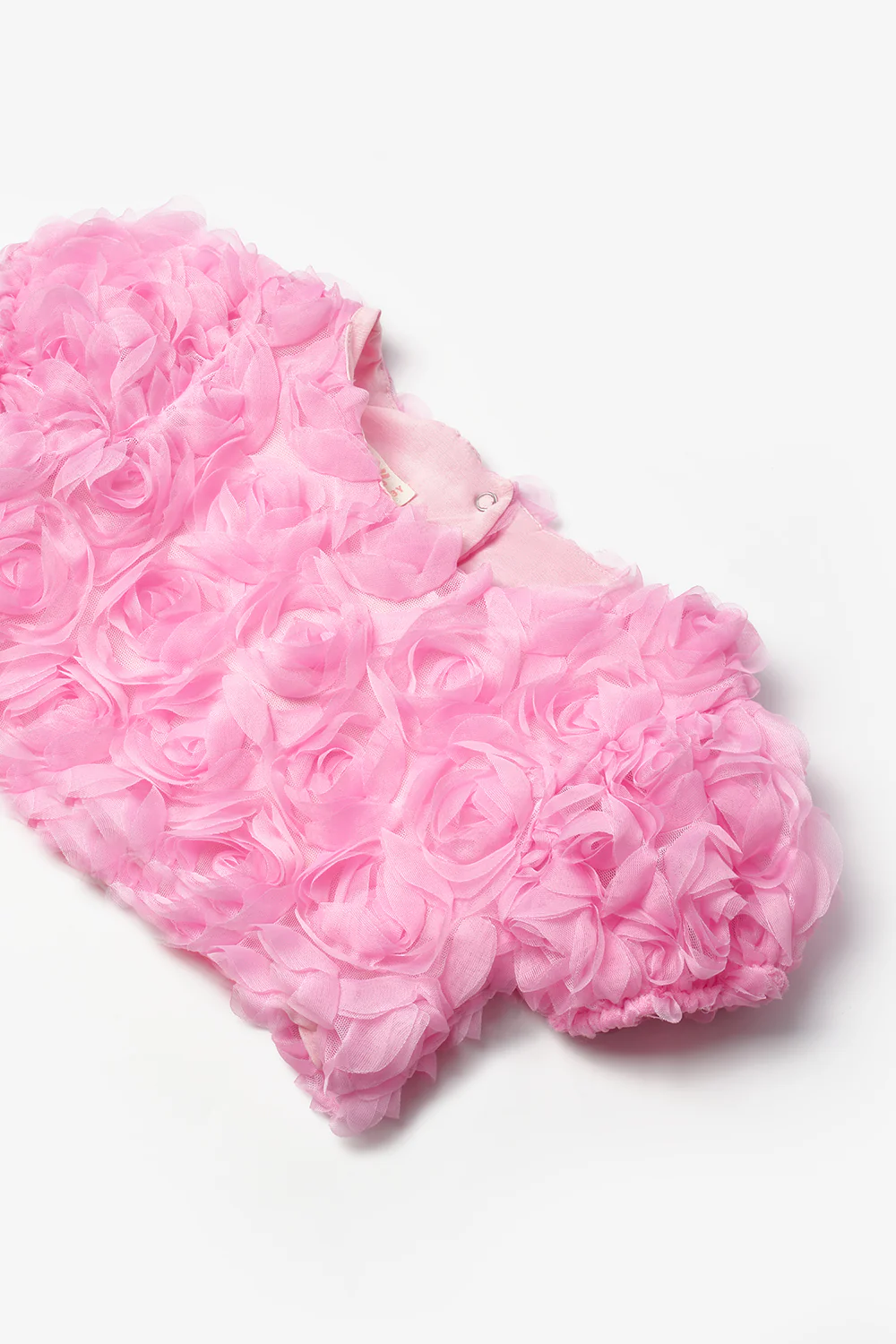 Pembe Gül Aplike Detaylı Kız Çocuk Crop Bluz - Millie - Image 3