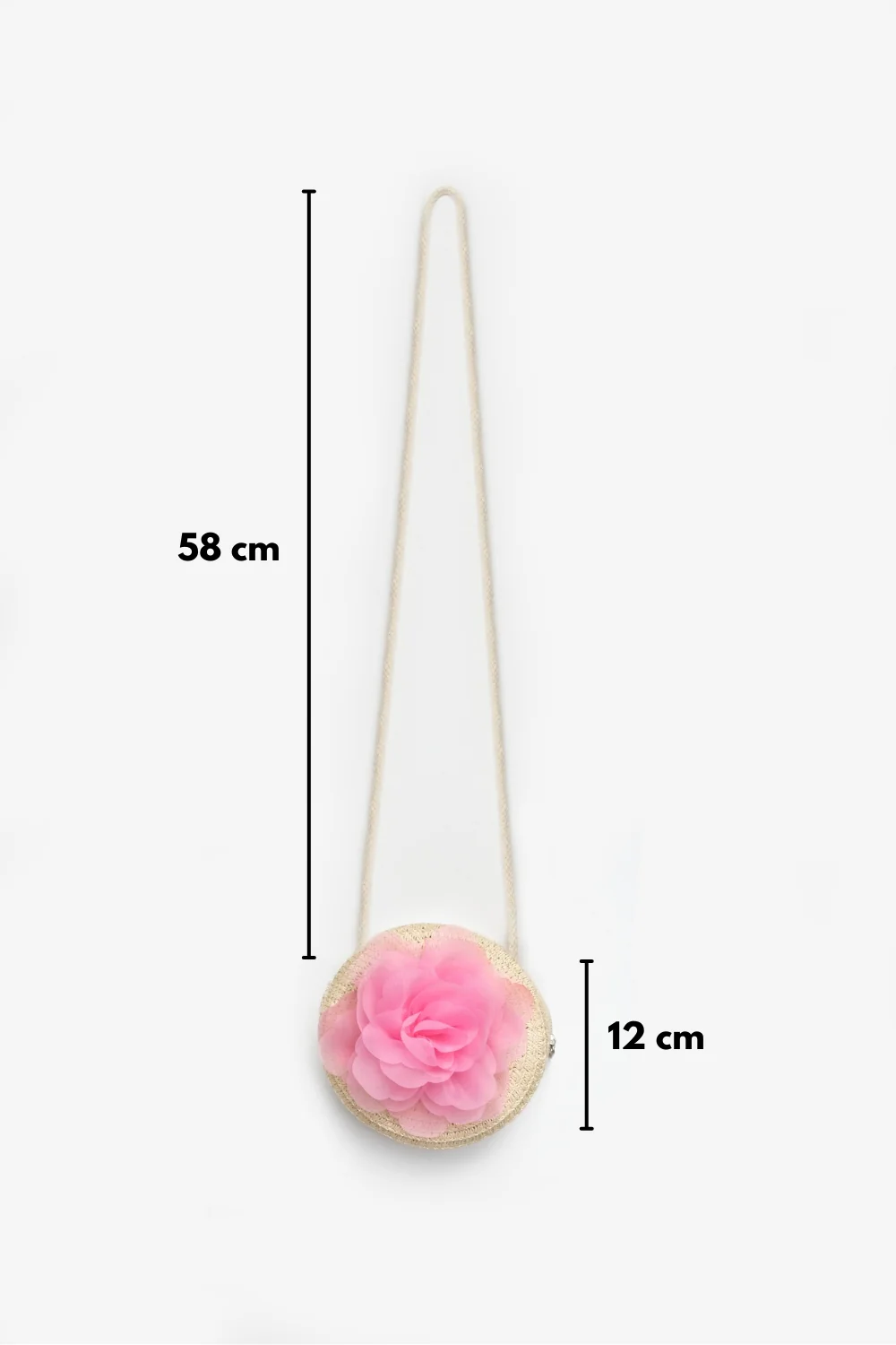 Pembe Gül Detaylı Kız Çocuk Hasır Çanta - Image 3