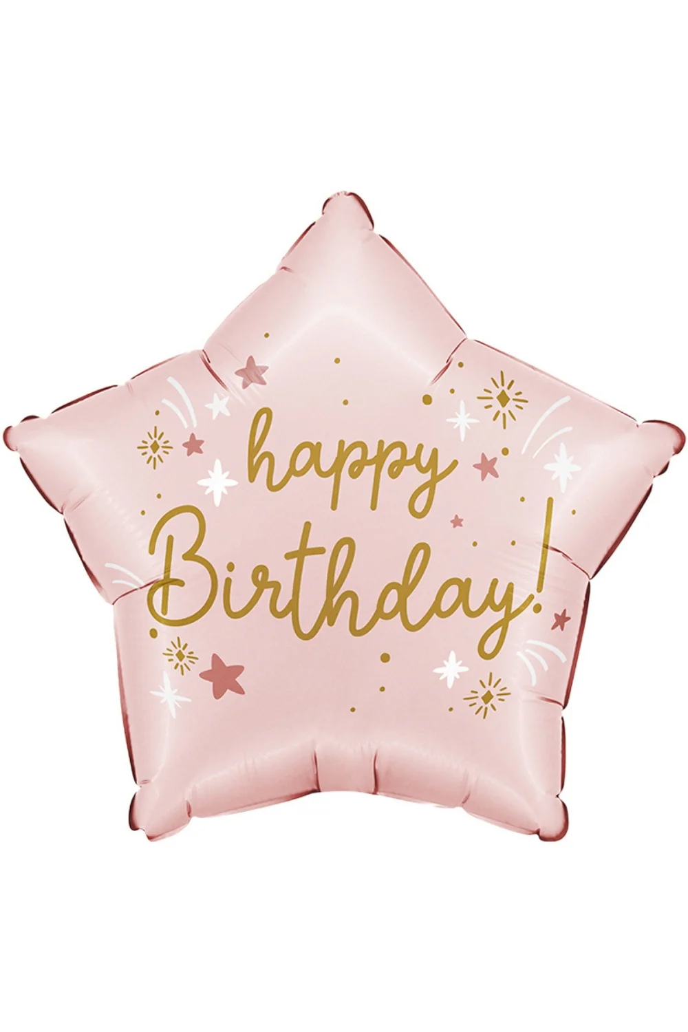 Pembe  Happy Birthday Yazılı Yıldız Balon